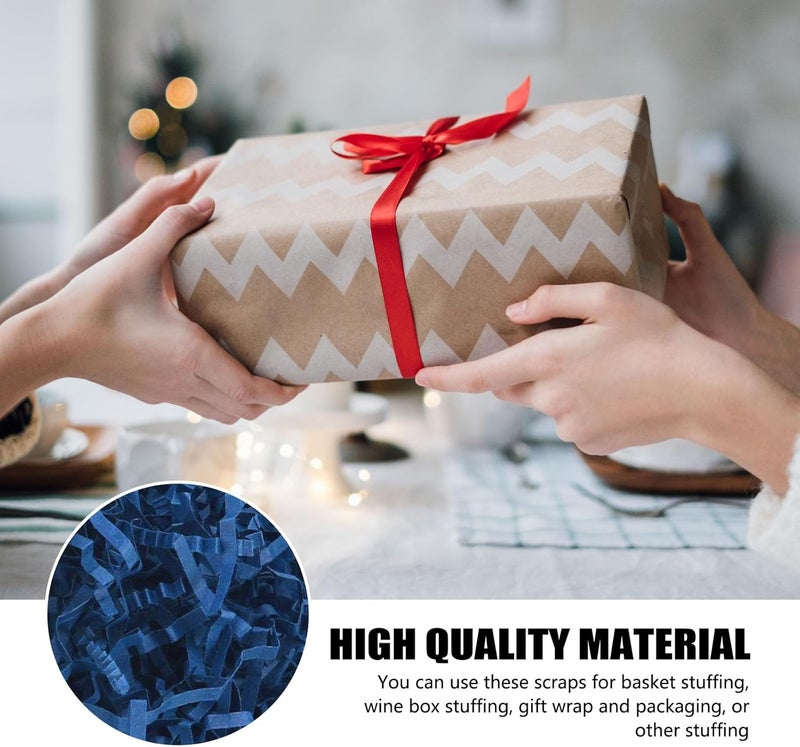 ZEBMOON 1 LB Navy Blue Crinkle Cut Paper Shred Filler Great for Gift Wrapping, Basket Filling, Birthday, Wedding, Halloween, Thanksgiving Christmas Day, New Year Party Decorations Filling Supplies - Image 2